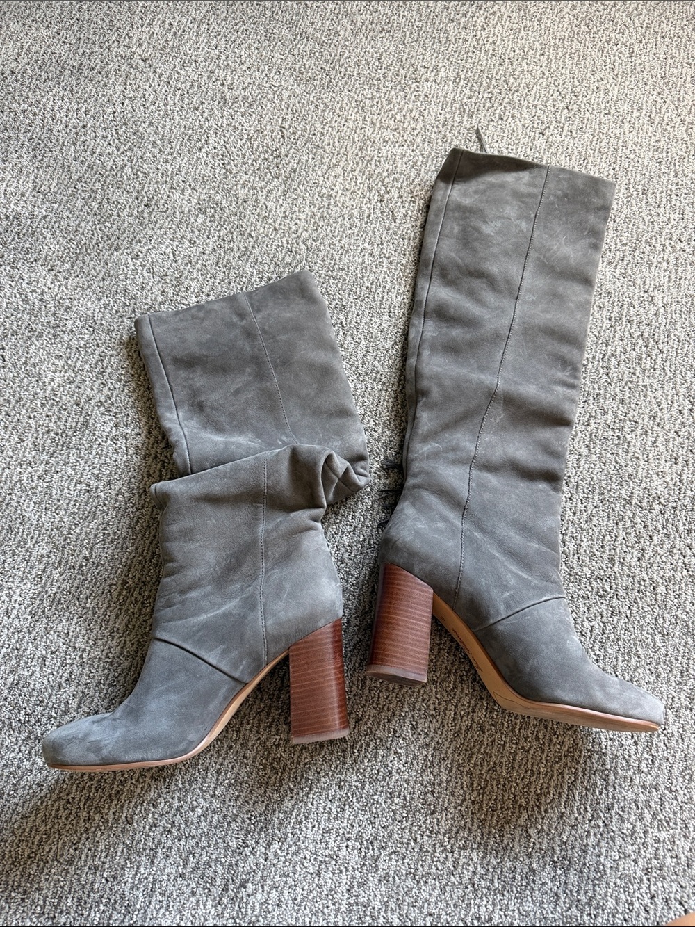 Sam Edelman Gray Suede Fringe Over-the-Knee Boots - Picture 2 of 7